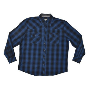 Venzulia Men's Blue & Black Plaid Snap Button Western Shirt Size 2XL Cotton